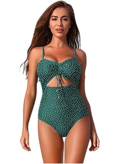 Buy Polka Dot One-Piece Green in Saudi Arabia