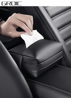 اشتري Car Tissue Holder, Car Armrest Box Tissue Holder, PU Leather Backseat Tissue Case Holder for Vehicle,Binding Napkin Paper Box,Automotive Interior في السعودية