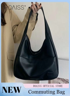 Buy Women's Large Capacity Commuter Bag Tote Bag Simple Solid Color PU Material in UAE
