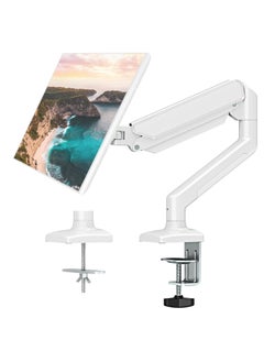 Buy Single Monitor Mount Arm Fits Monitor up to 32 Inch, Monitor Desk Mount Holds 4.4-19.8lbs Computer Screen, Full Motion Gas Spring Monitor Desk Mount, VESA Mount, White in Saudi Arabia