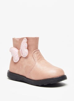 Buy Butterfly Accented Ankle Boots with Zip Closure in UAE