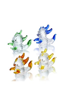 Buy Mini Glass Dragon Figurines, 4Pcs Colorful Glass Art Small Mythical Animals, Crystal Glass Animal Showpiece Ornament, Mini Blown Glass Figurines, Gift Home Decor in Saudi Arabia