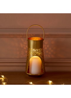 Buy Flicker Etched Decorative Metal Lantern 11 x 18 x 11 cm in UAE