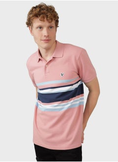 اشتري Striped Logo Print  Polo في الامارات