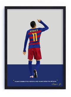 اشتري Neymar Jr Barcelona Framed Poster 30x40cm - Football Memorabilia, Wall Art, Soccer Collectible, Gift for Fans في الامارات