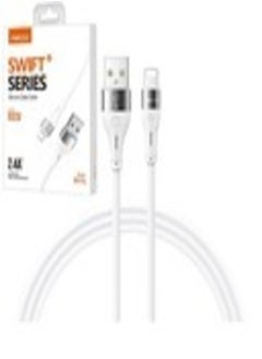 Buy RECCI 2.4A Fast Charging Silicone Lightning Cable 1M - White in Egypt