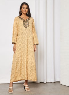 Buy Long Sleeve All-Over Printed Jalabiya in UAE