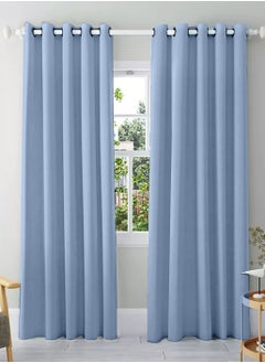 Buy Amali 2 Blackout curtains for living room Decor or bedroom window, noise reduction and light blocking with 16 Grommets in 2 panels long 274cm and 127 cm in width Sky in UAE