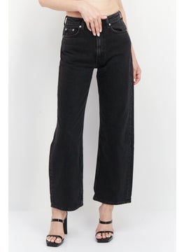 اشتري Women Mom Fit Plain Non Stretchable Denim, Black في السعودية