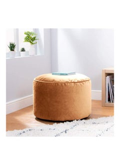 Buy Velvet Round Bean Bag Pouffe - Ivory in Saudi Arabia