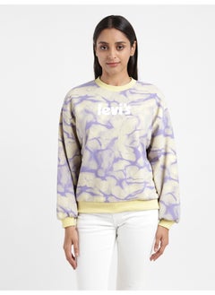 اشتري Women's Abstract Yellow Crew Neck Sweatshirt في مصر