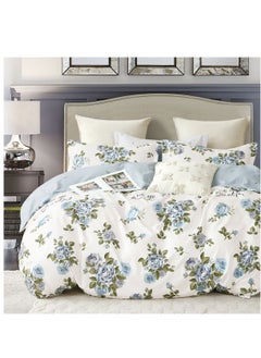 Buy Printed Comforter Set 4-Pcs Single Size All Season Decorated Reversible Single Bed Comforter Set With Super-Soft Down Alterntaive Filing,Green White in Saudi Arabia