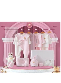 اشتري 15 Pieces Baby Gift Box Set, Newborn Pink Clothing And Supplies, Complete Set Of Newborn Clothing Thermal Insulation في الامارات