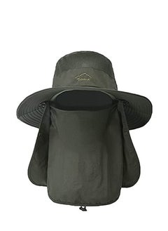 اشتري Outdoor Sun Hats Fishing Cap With Wide Brim Face Cover Neck Flap Sun Protection Unisex Army Green في الامارات