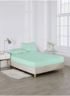 Buy Single Plain Fitted Sheet with 1 Pillow Case 90 x 190 Cm Mint Green in UAE