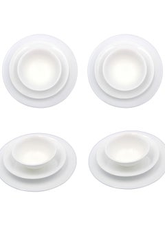 Buy Danny home Opalware 12 Pcs Dinnerware set Dinner Salad Dessert Soup Bowls Plates Dishwasher & Microwave safe Scratch Resistant use for kitchen resturant in UAE