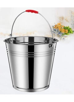 Buy Stainless Steel Water Bucket with Handle Metal Heavy Duty Thick Insulated Ice Bucket 20L in UAE