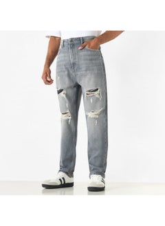 Buy Ripped Detail Jeans with Pockets in Saudi Arabia