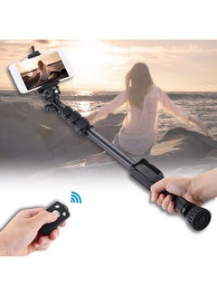 Buy Extendable Selfie Stick With Wireless Remote Controller Black in Saudi Arabia