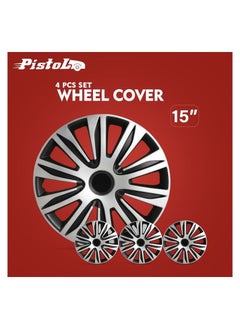 اشتري Pistol Wheel Cover Kit, 15 Inch Hubcaps Set of 4 Automotive Hub Caps with Universal Snap-On Retention Rings في السعودية