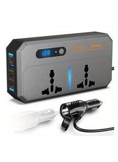 Buy 200W Car Power Inverter DC 12V To 220V AC Car Inverter 3 USB A 1 USB C Port Charger Adapter Car Plug Converter With Switch And Current LCD Screen in UAE