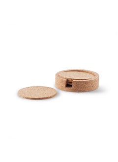 Buy Wilferd 4-Piece Cork Coaster Set With Holder D12X3Cm - Natural in UAE