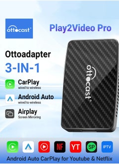 Buy Play2Video Wireless CarPlay Android Auto All-in-one Adapter Built-in 2 Video App Support for Youtube Netflix TV Box Car Play in Saudi Arabia