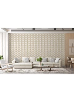 Buy Beige Line Pattern  Fabric Wallpaper Covers An Area ​​Up To 4.2Mx3M With Adhesive And Smoothing Tool in Egypt