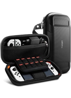 Buy Rugged Armor PRO Portable Travel Carrying Case Cover for Nintendo Switch OLED (2021 / 2017 Models) with Game Storage and AirTag holder - Black in UAE