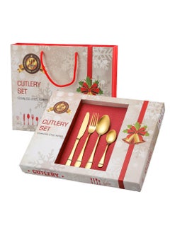 اشتري 24-Piece Stainless Steel Cutlery Set with Gift Packing Gold في الامارات