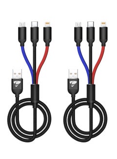اشتري Multi Charging Cable, Multi Charger Cable Nylon Braided 3 in 1 Charging Cable Multi USB Cable Fast Charging Cord with Type-C, Micro USB and Lighting Port, Compatible with Most Phones & iPads 2 Packs في السعودية
