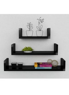 اشتري 3-Piece Wall Mounted Floating Shelves - Black في الامارات