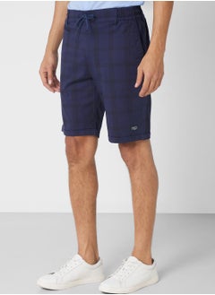 Buy Men Checked Mid-Rise Slim Fit Sports Shorts in UAE