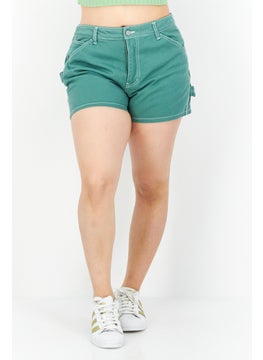 اشتري Women Solid Denim Shorts, Green في الامارات