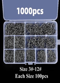 اشتري 1000-300pcs Fish Hook Barbed 3#-12# Fishhooks With Hole Jig Carp Fly Fishing Hook Set Kit Worm Pesca Hooks Fishing Tackle في السعودية