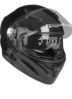 Buy Duel Visor Full face Motorcycle Helmet, Lightweight Durable ABS Shell Black Glossy in UAE