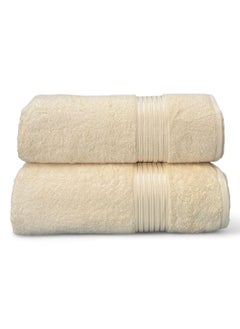 Buy Luxury Soft and Absorbent Towel Set Pack Of 2 Beige in Saudi Arabia