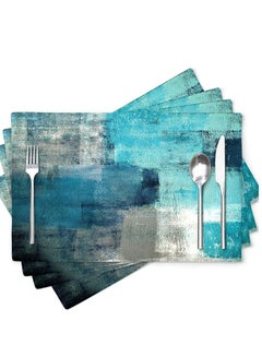 Buy Modern Art Placemats, 4Pcs Cafe Placemats Turquoise Grey Abstract Dining Decorations Place Mats Washable Heat Cloth for Home Kitchen(Turquoise Grey, 30x45cm in UAE