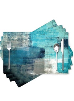 اشتري Modern Art Placemats, 4Pcs Cafe Placemats Turquoise Grey Abstract Dining Decorations Place Mats Washable Heat Cloth for Home Kitchen(Turquoise Grey, 30x45cm في الامارات