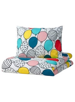 اشتري Duvet cover and pillowcase, balloon pattern/multicolour, 150x200/50x80 cm في السعودية