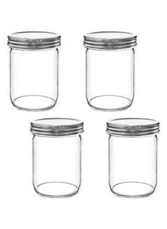 Buy Wide Mouth Jars 4 Pack - 16 oz Glass Jars with Lids for Airtight Food Storage, Canning, Fermenting, Pickling, Decor, Candles, Overnight Oats, Fruit Preserves, Jam, or Jelly in UAE