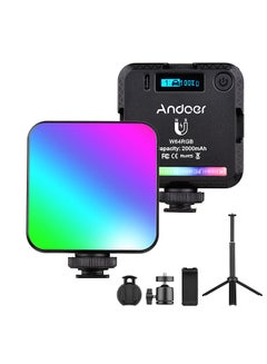اشتري Andoer W64RGB Pocket RGB LED Video Light Kit Video Conference Lighting CRI95+ 2500K-9000K Dimmable 20 Lighting Effects Magnetic Backside في الامارات