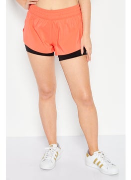 Buy Women 2 in 1 Sportswear Fit Running Shorts, Coral in UAE