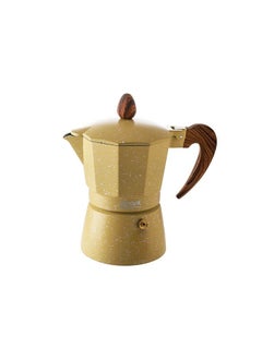 اشتري AlHoora 14x9xH16cm Yellow Color  Classic 3 Cup Moka Pot Espresso Maker Percolator filter Coffee Maker Italian Espresso 3 Cups Coffee Maker with Box في الامارات