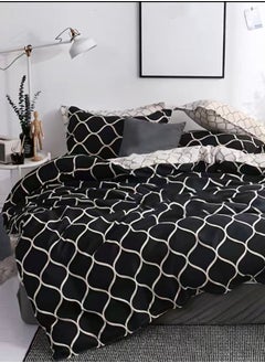 Buy Queen Size 6 Piece Geometric Pattern Duvet Cover Set Black color Bedding Set. in UAE