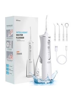 Buy Portable Dental Water Flosser for Teeth Cleaning Dental Oral Irrigator with 4 Modes Scalable 5 Jet Nozzles IPX7 Water Resistance 300ML in UAE