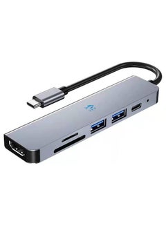 اشتري 6in1 USB C Hub Type C to HDMI 4K Compatible with MacBook Pro XPS and More USB C Devices في الامارات