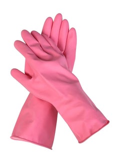 اشتري Home Pro Cleaning Gloves Medium Reusable Dishwashing Gloves Rubber Hand Pink Gloves Stretchable Gloves For Washing Cleaning Kitchen Long Dish Glove For Household(Pink) في الامارات