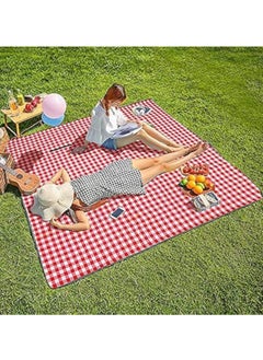 Buy Extra Large Family Picnic,2m*2m Outdoor Beach Blanket, Portable Foldable Picnic Blankets Waterproof Sandproof with Tote, Picnic Mat (Red) in UAE