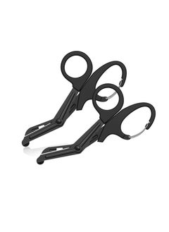 Buy 2 PCS Trauma Shears Medical Scissors with Carabiner, 7.5" Bandage Nursing Scissors, Premium Fluoride-Coated Surgical Scissors for Nurses, Doctors, Nursing Students, First Aid, EMT and EMS Black in UAE